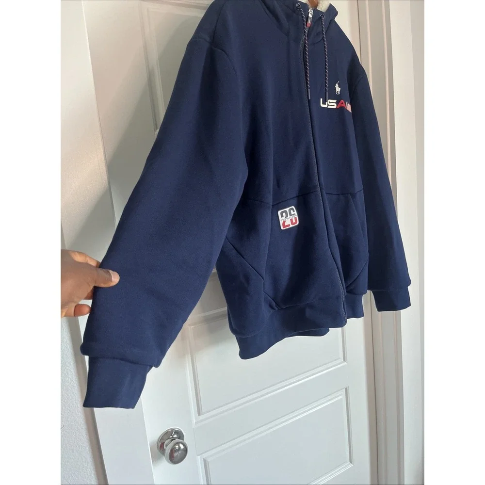 Polo Ralph Lauren Men Team USA 2026 olympics Fleece Full-Zip Hoodie L Blue USA